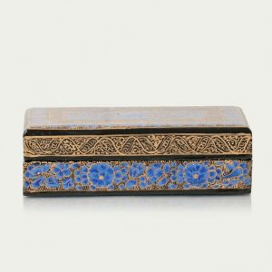 Antikcart Aqua Floral Artwork Handmade Paper Mache Gift Box