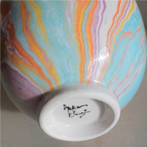 Antikcart 'Ayse' Marbled Ebru Modern Ceramic Vase - 14cm