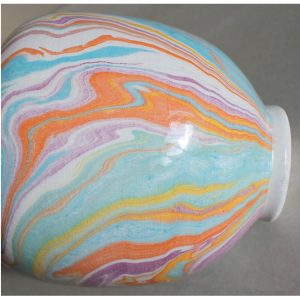 Antikcart 'Ayse' Marbled Ebru Modern Ceramic Vase - 14cm