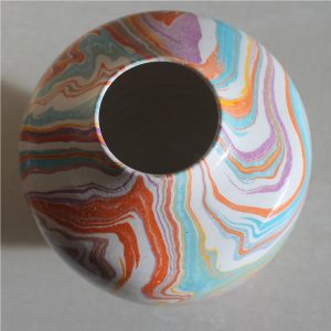 Antikcart 'Ayse' Marbled Ebru Modern Ceramic Vase - 14cm