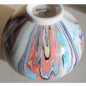 Antikcart 'Bahar' Marbled Ebru Ceramic Modern Vase - 12cm
