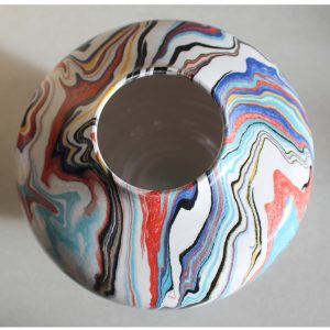 Antikcart 'Bahar' Marbled Ebru Ceramic Modern Vase - 12cm