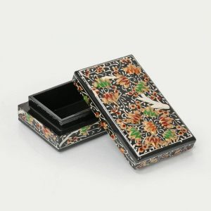 Antikcart Beautiful Floral Artwork Handmade Paper Mache Box side view