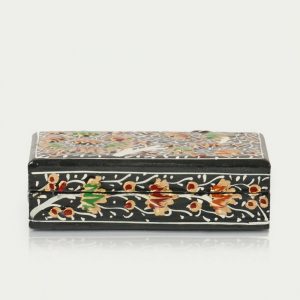 Antikcart Beautiful Floral Artwork Handmade Paper Mache Box side view