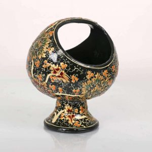 Antikcart Black Chinar Artwork Papier Mache Decor Basket