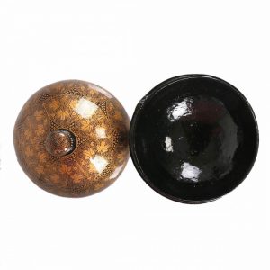 Antikcart Black Gold Handmade Artwork Paper Mache Powder Box