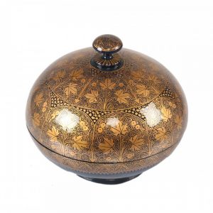 Antikcart Black Gold Handmade Artwork Paper Mache Powder Box
