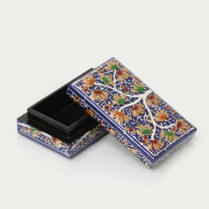 Antikcart Blue Chinar Artwork Handmade Paper Mache Gift Box