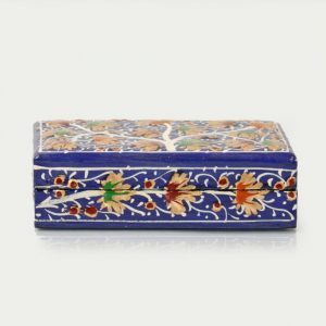 Antikcart Blue Chinar Artwork Handmade Paper Mache Gift Box