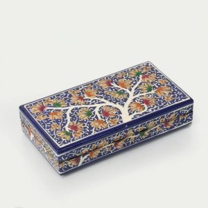 Antikcart Blue Chinar Motif Artwork Paper Mache Gift Box