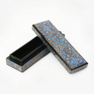 Antikcart Papier Mache Pencil Box-Blue Floral Handmade Paper Mache Pencil Box