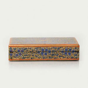 Antikcart Blue Floret Five Fowl Handmade Paper Mache Flat Box