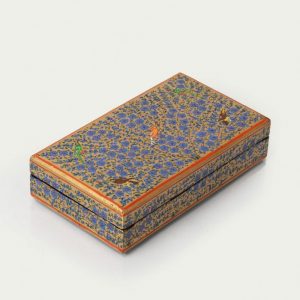 Antikcart Blue Floret Five Fowl Handmade Paper Mache Flat Box