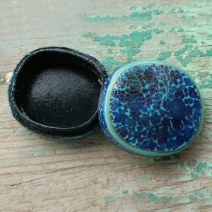 Antikcart Blue Flower Handmade Paper Mache Pin Storage Box