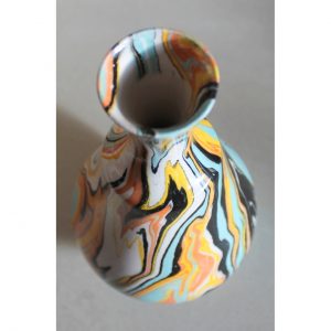 Antikcart 'Danji' Marbled Ebru Ceramic Modern Vase - 21cm