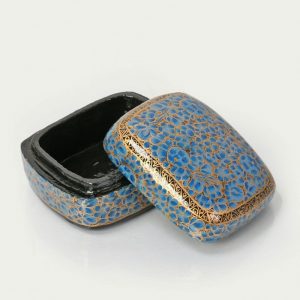 Antikcart Firozi Floral Artwork Handcrafted Paper Mache Trinket Box