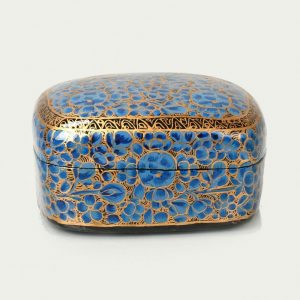 Antikcart Firozi Floral Artwork Handcrafted Paper Mache Trinket Box