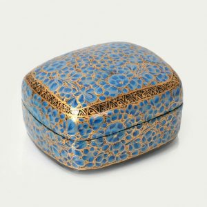 Antikcart Firozi Floral Artwork Handcrafted Paper Mache Trinket Box