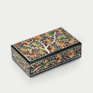 Antikcart Floral Artwork Handmade Paper Mache Flat Box