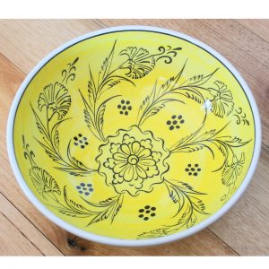 Antikcart Handmade Mediterranean Yellow Ceramic Bowl - 20cm