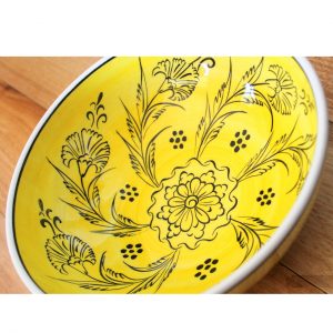 Antikcart Handmade Mediterranean Yellow Ceramic Bowl - 20cm