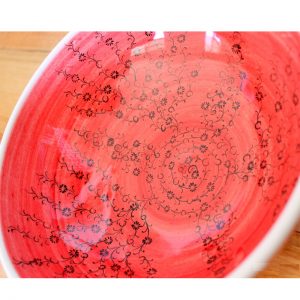 Antikcart Handmade Red Mediterranean Ceramic Bowl - 20cm