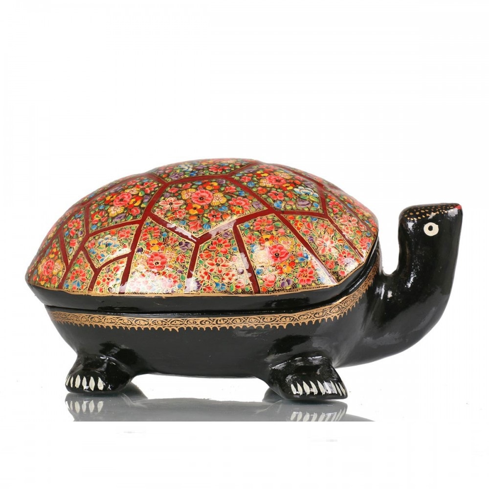 Antikcart Handmade Turtle Shaped Paper Mache Storage Box