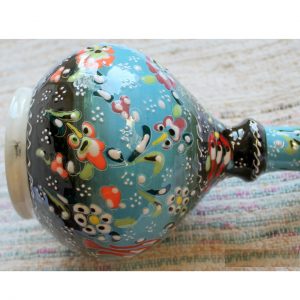 Antikcart Handpainted Blue Kabartma 'tear catcher' Ceramic Decor Vase close view