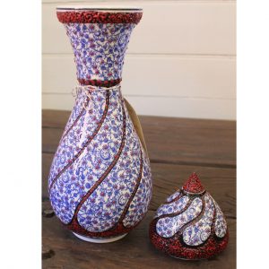 Antikcart Handpainted 'Bursa' Ceramic Swirled Vase - 40cm - full view