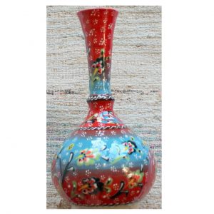 Antikcart Handpainted Red Kabartma 'tear catcher' Ceramic Decor Vase group