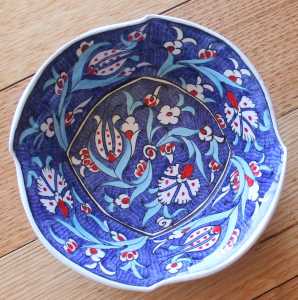 Antikcart 'Samur' Bektasi Wave Ceramic Bowl - Large-blue2-top