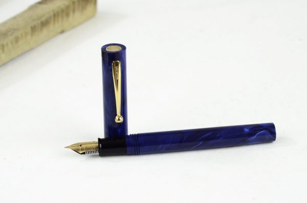 Vintage Sheaffer No Nonsense marbled blue golden F Nib fountain pen - Used clean - Image 3