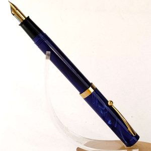 vintage-sheaffer-no-nonsense-blue-marbled-fountain-pen-23K-gold-plated-F-nib-India