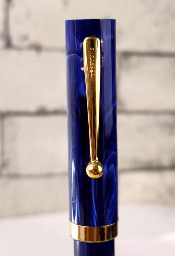 Vintage Sheaffer No Nonsense marbled blue golden F Nib fountain pen - Used clean - Image 4