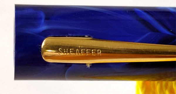 Vintage Sheaffer No Nonsense marbled blue golden F Nib fountain pen - Used clean - Image 10