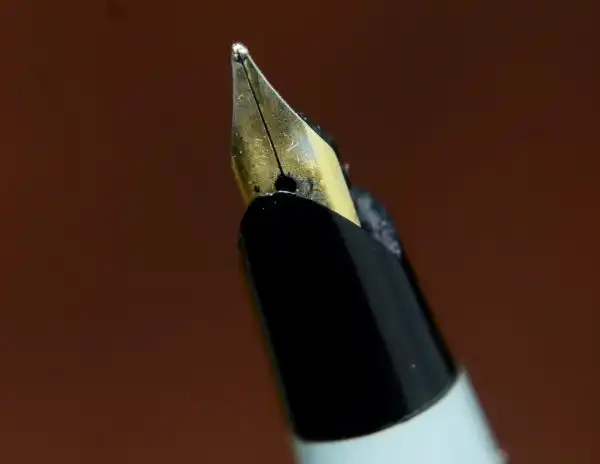 Vintage swan lever filler fountain pen - blue grey Golden M nib - Image 7