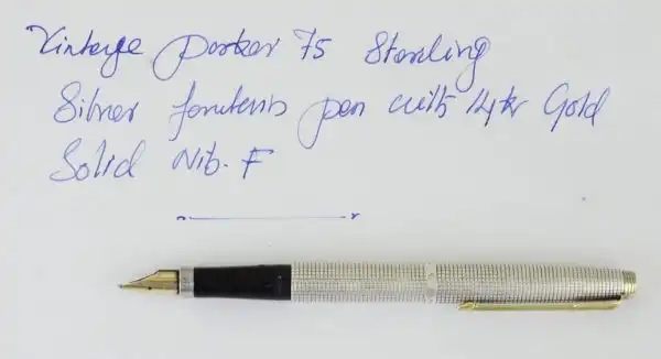 Vintage parker 75 sterling silver 925 fountain pen 14Karat Gold nib - Image 5