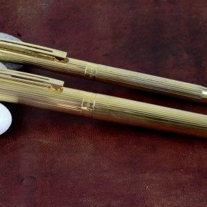 vintage-sheaffer-targa-fountain-pen-and-ballpoint-pen-set-24Karat-rolled-gold-14K-gold-nib