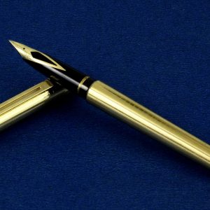 vintage-sheaffer-tara-1007-fountain-pen-23K-gold-plated-barrel-14K-solid-gold-Medium-nib