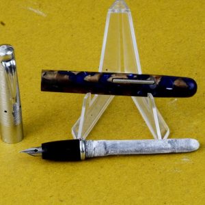 vintage-golden-platignum-pocket-lever-filler-fountain-pen-steel-EF-nib-england