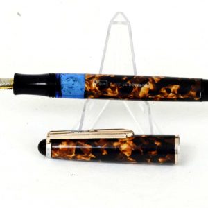 vintage-ero-piston-filler-Red-orange-marbled-barrel-Flex-GP-Fine-nib