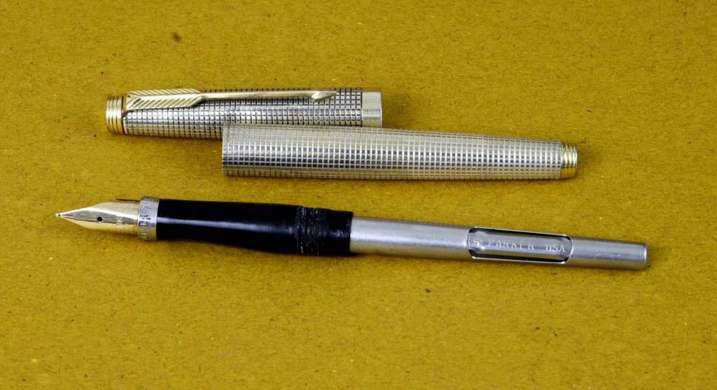 Vintage parker 75 sterling silver fountain pen gold plated and 14K gold nib