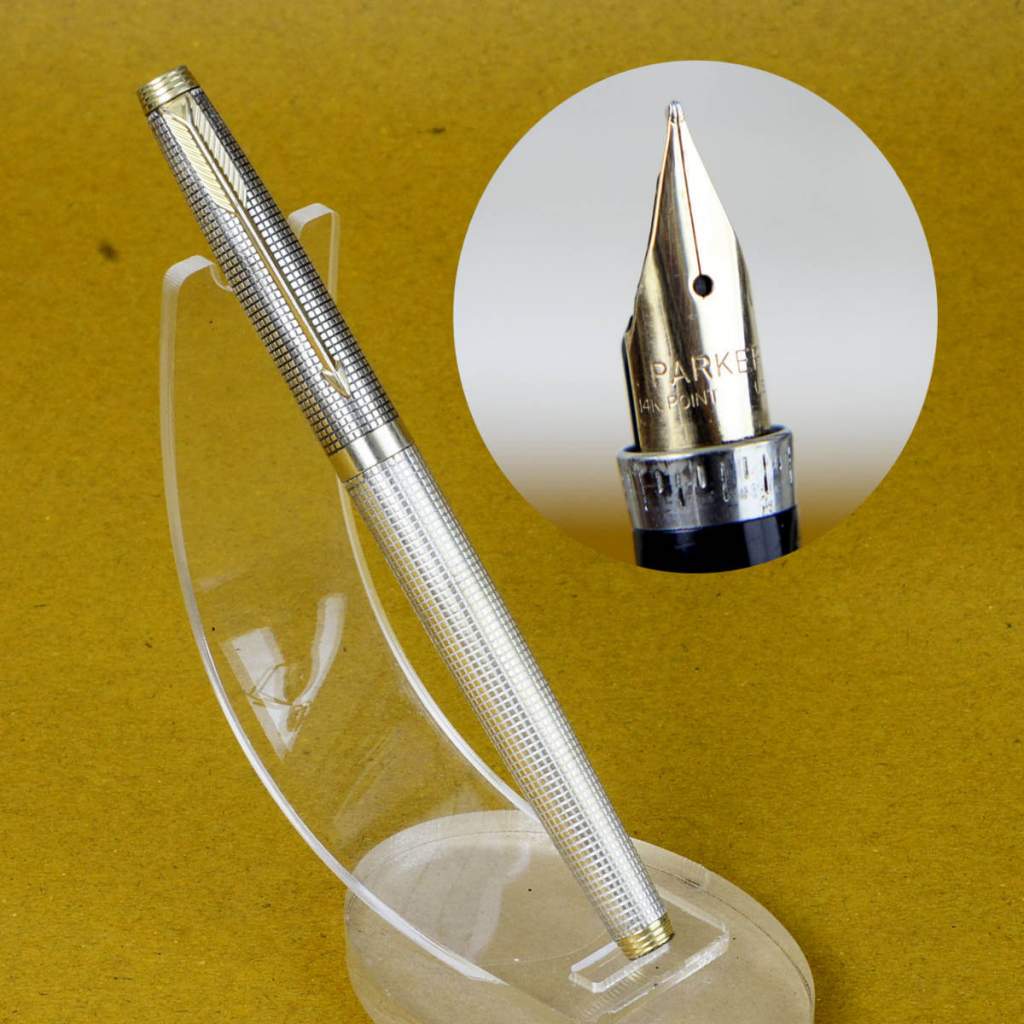 Vintage parker 75 sterling silver fountain pen gold plated and 14K gold nib