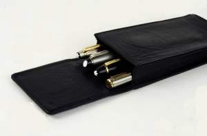 leather pen case black