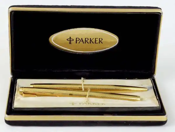 Vintage parker 75 Insignia 14K gold filled fountain pen and ballpoint set with 14K M nib - NOS unused - Image 15