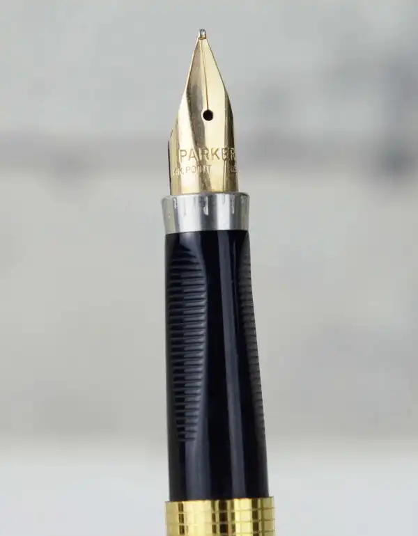 Vintage parker 75 Insignia 14K gold filled fountain pen and ballpoint set with 14K M nib - NOS unused - Image 9