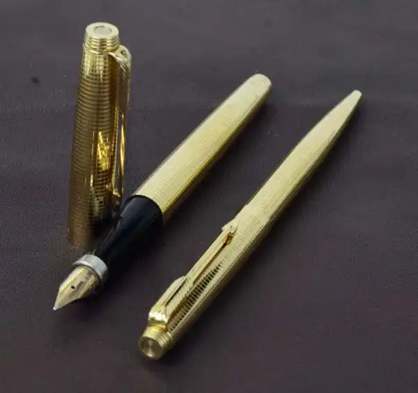 Vintage parker 75 Insignia 14K gold filled fountain pen and ballpoint set with 14K M nib - NOS unused - Image 5