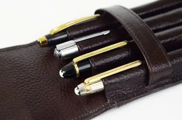genuine leather pen pouch  for 4 jumbo pens  - With individual pockets - Image 5
