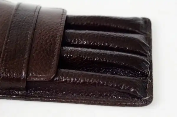 genuine leather pen pouch  for 4 jumbo pens  - With individual pockets - Image 6
