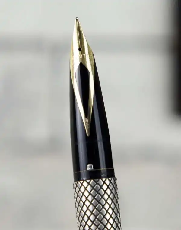 Vintage Sheaffer sterling silver Imperial touchdown fountain pen with 14K solid gold inlaid F nib - Image 6